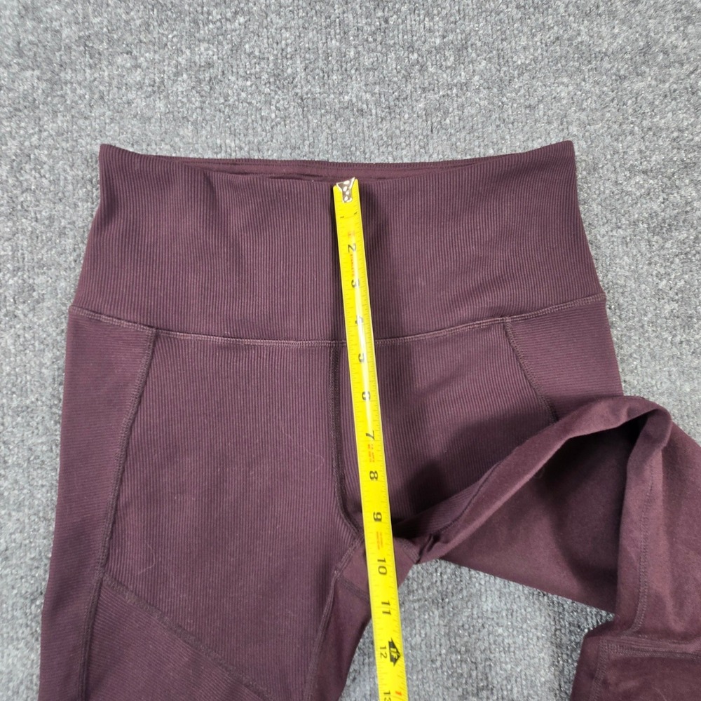 Zella Moto Ribbed High Waist Leggings Women Medium Burgundy Plum Yoga Pants - Picture 9 of 11
